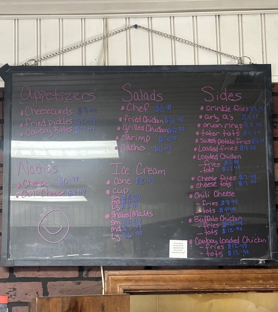 Comfort food menu with coffee and dessert.